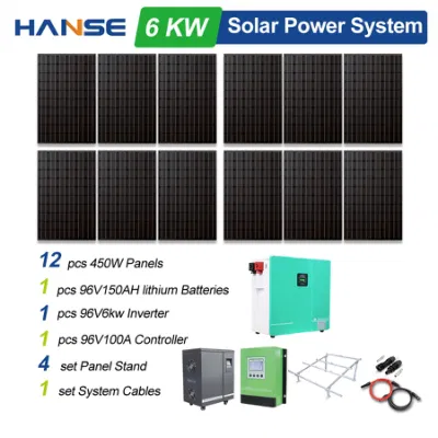 Sistema de armazenamento solar de energia residencial 6000W 8000W 10kw 15kw 20kw Kits de painel solar 6000W Conjunto completo do sistema de energia solar da grade